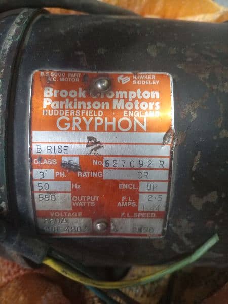 3 phase electric motor made in England. 100% copper. 03445627487 1