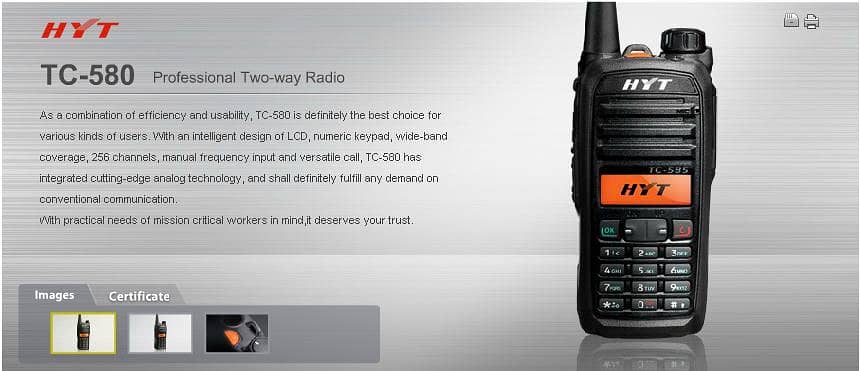 HYT Hytera_TC580 Professional Two way radio walkie talkie VHF Support 1