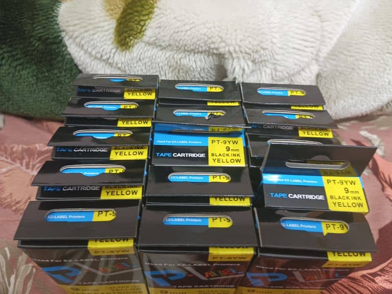 9mm & 12mm Toner refill cartridges Casio label printer yellow on black 19