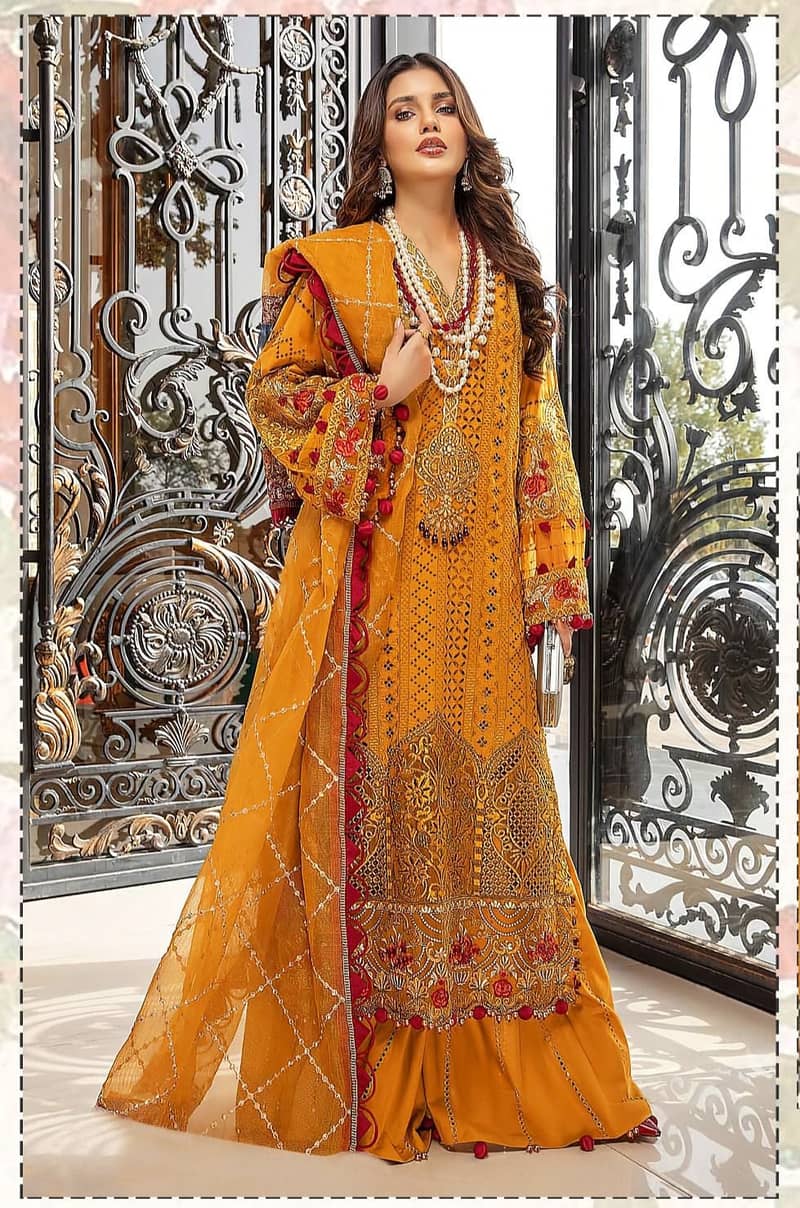 Embroidered 3pc Lawn with Embroidered Dupatta 0