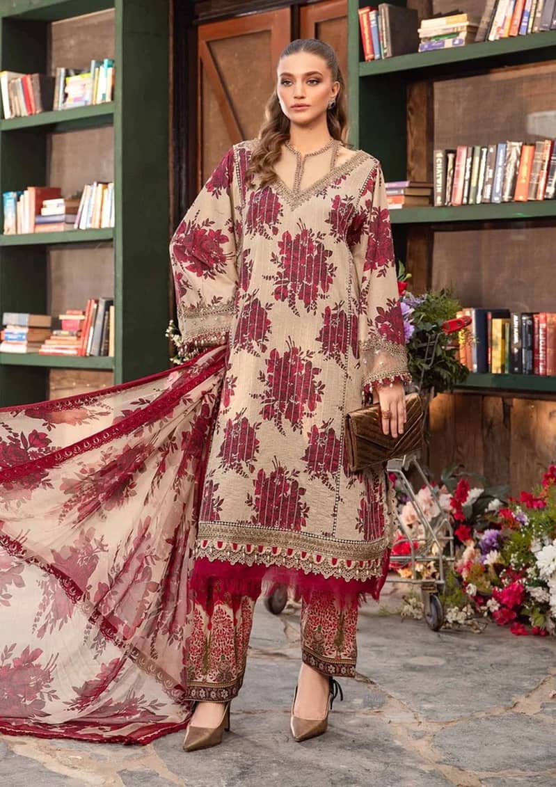 Embroidered 3pc Lawn with Embroidered Dupatta 6