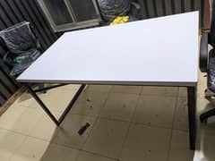 Stylish Almost-New Fiber Wood Table with Iron Base - 5.5ft x 3ft