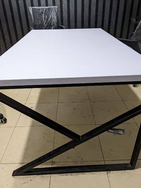 Stylish Almost-New Fiber Wood Table with Iron Base - 5.5ft x 3ft 2