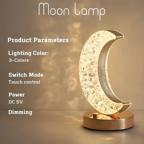 Moon Lamp: Crystal Touch Night Light | USB LED Ambient Table Lamp 2
