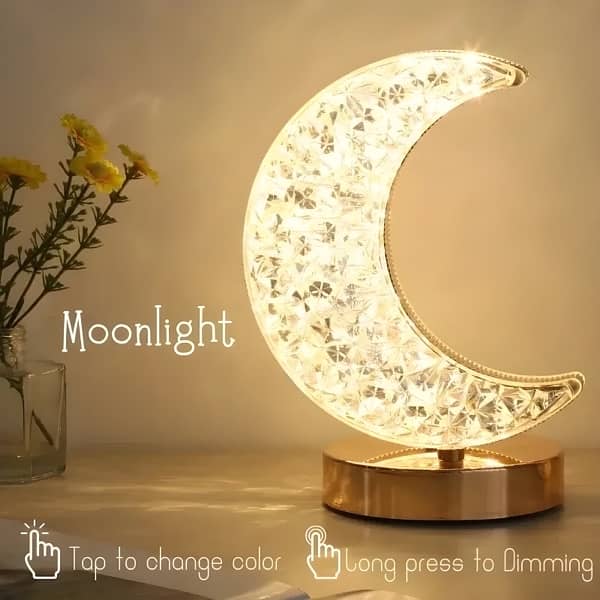Moon Lamp: Crystal Touch Night Light | USB LED Ambient Table Lamp 4