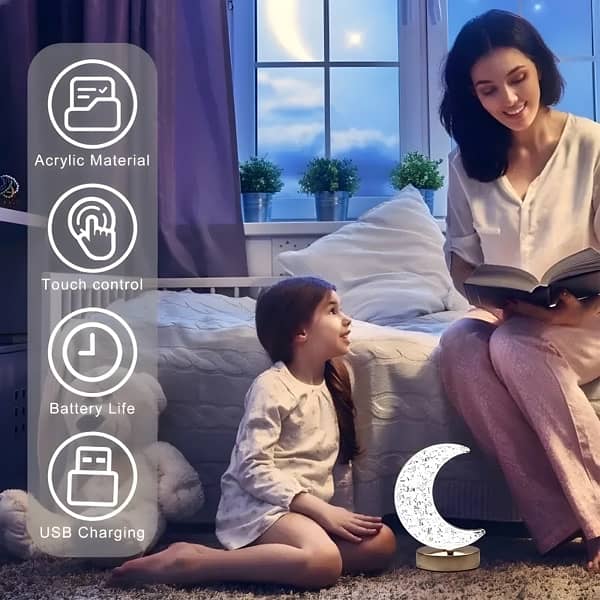 Moon Lamp: Crystal Touch Night Light | USB LED Ambient Table Lamp 7