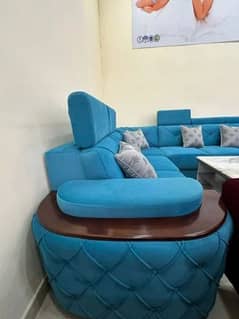 Home delivery L shaped sofa with tables what's up numbr O3234215057