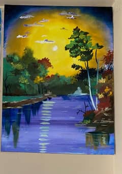 sunset canvas painting 0