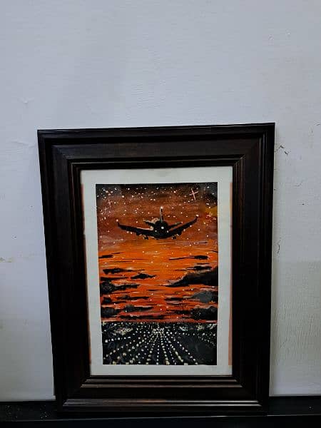 airplane aesthetic painting with frame 1