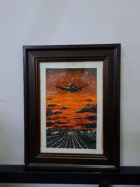 airplane aesthetic painting with frame 2