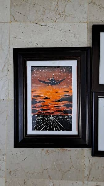 airplane aesthetic painting with frame 3