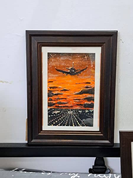 airplane aesthetic painting with frame 4