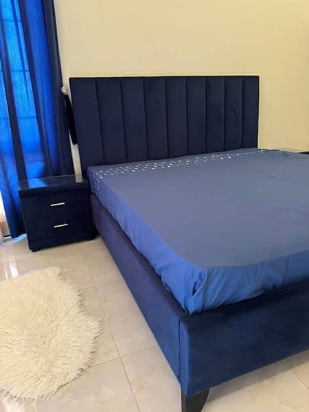 Royal blue king size bed 1