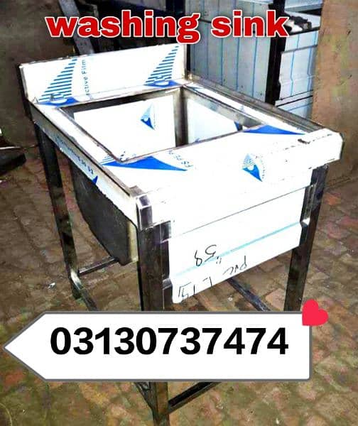 steel working table washing sink commercial fast food pizza restaurant 3