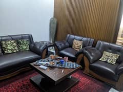 five seater sofa with Leather Right and 1 table condition 10/ 9
