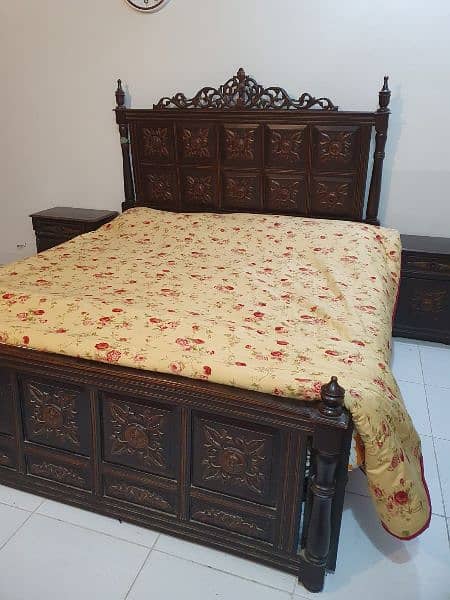 Bed with Spring Mattress, Side Tables, Dressing Table available 0