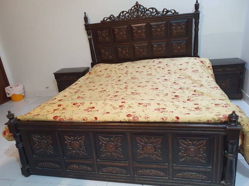 Bed with Spring Mattress, Side Tables, Dressing Table available 1