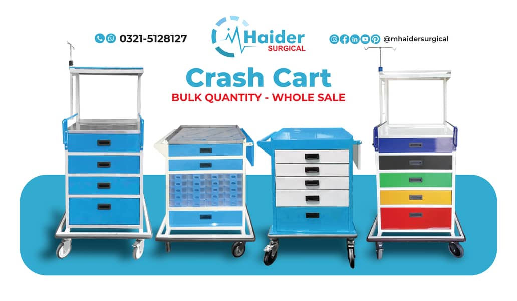 Crash Cart /Medicine Trolley/Emergency trolly /Hospital Furniture 0