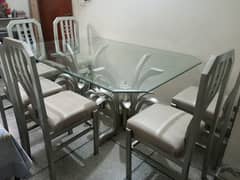 6 chairs dining table set | glass dining table for sale