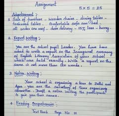Handwriting Assignment work