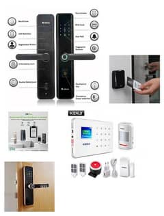 fingerprint handle door lock/ burglar alarm system home alarm system