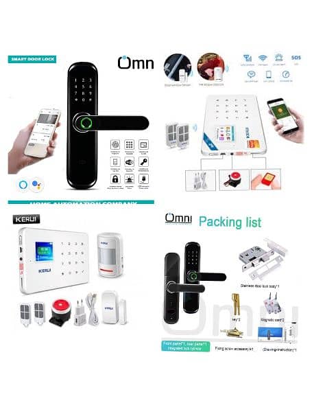 smart fingerprint handle door lock/ burglar alarm system home security 1