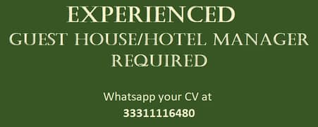 Guest House /Hotel Manager required