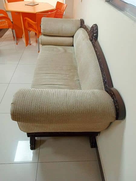 real wood 3 seater sofa and wooden chairs 7