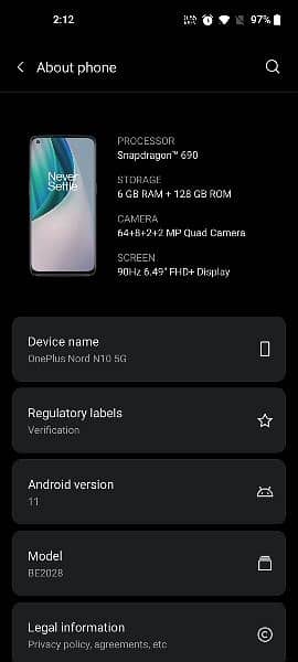 OnePlus Nord N10 5G NON PTA 0
