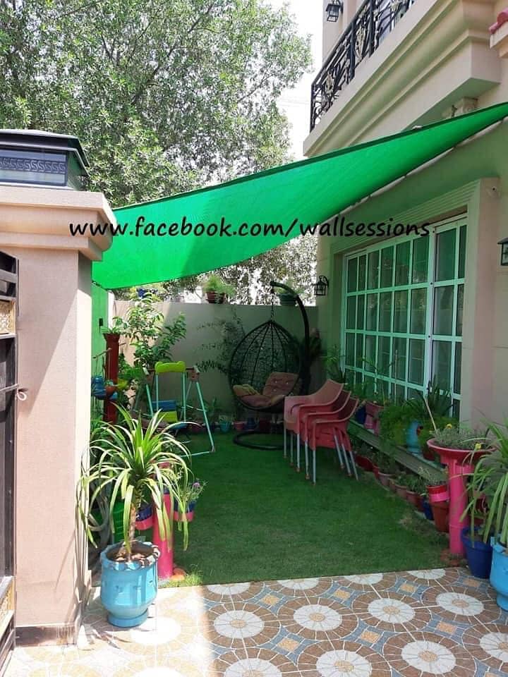 Get Rid-off From Harsh sunlight with green net tarpal, Green curtain 5