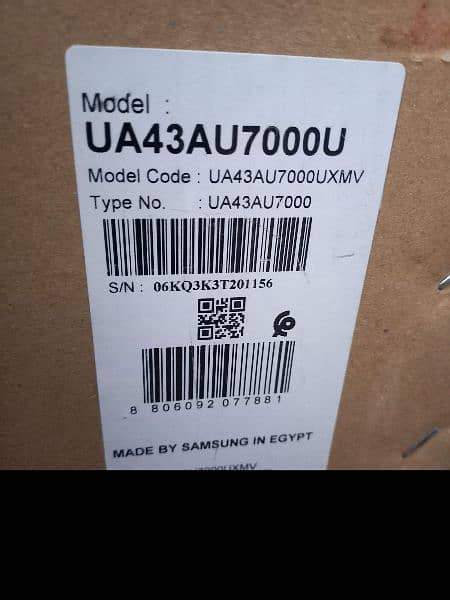 Samsung AU7000 4K 43inch Just box open. without Warranty made in Egypt 2