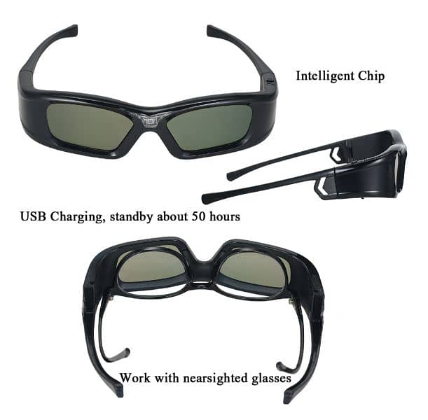 3D Active Shutter Glasses for Dlp-Link Projectors | Optoma | BenQ|Sony 2