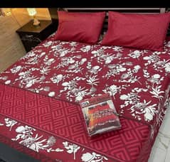 3 pc cotton printed double bedsheet