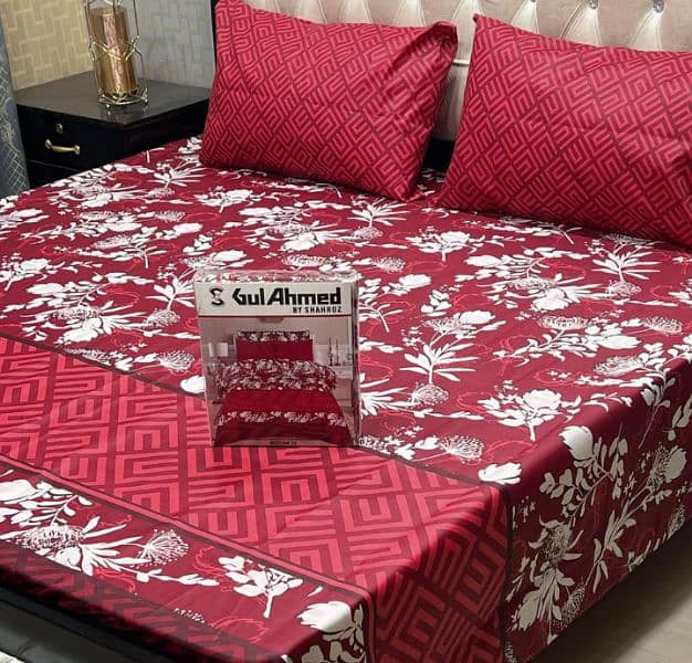 3 pc cotton printed double bedsheet 1