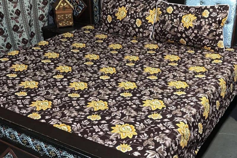 3 pc cotton printed double bedsheet 3