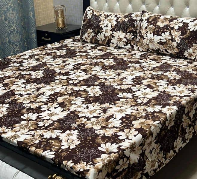 3 pc cotton printed double bedsheet 4