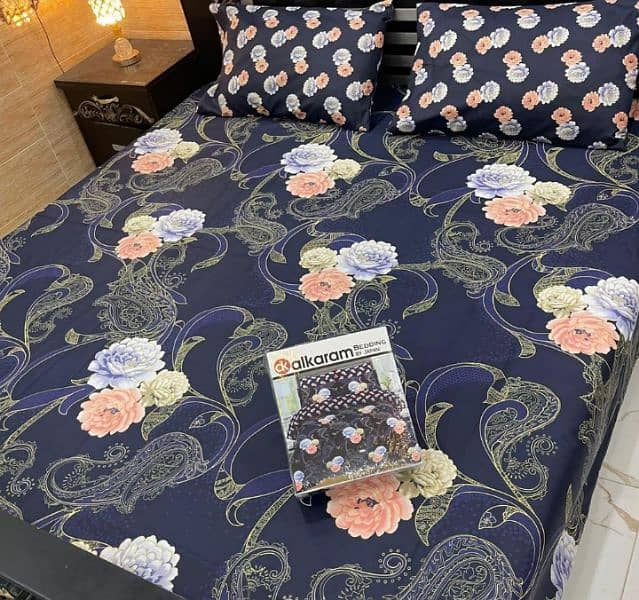 3 pc cotton printed double bedsheet 5