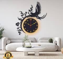 Beautiful Eagle Laminated Eagle Wall Clock with Black Light