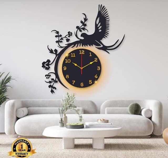 Beautiful Eagle Laminated Eagle Wall Clock with Black Light 0