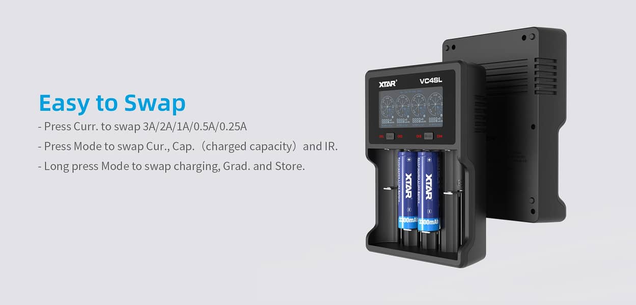 XTAR VC4SL Fast 3A Lithium Battery Charger 18650 21700 26650 Liitokala 9