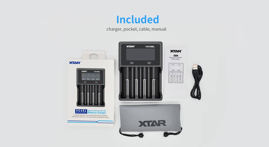 XTAR VC4SL Fast 3A Lithium Battery Charger 18650 21700 26650 Liitokala 18