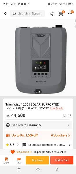 Trion Wise 1200 ( SOLAR SUPPORTED INVERTER) (1000 . . . 0