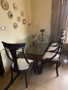 Glass top dining table with 8 chairs 0