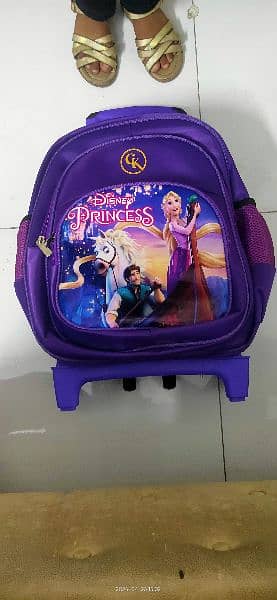 Imported School bag Frozen theme with tyre and trolly 1
