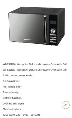 West Point Deluxe Microwave Oven With Grill (WF-832 DG) 0