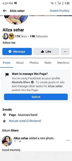 Facebook page available for sale