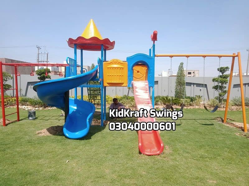 Swings, Slides, Jhoola ,Jungle gym, Spring Rider, dustbin 2