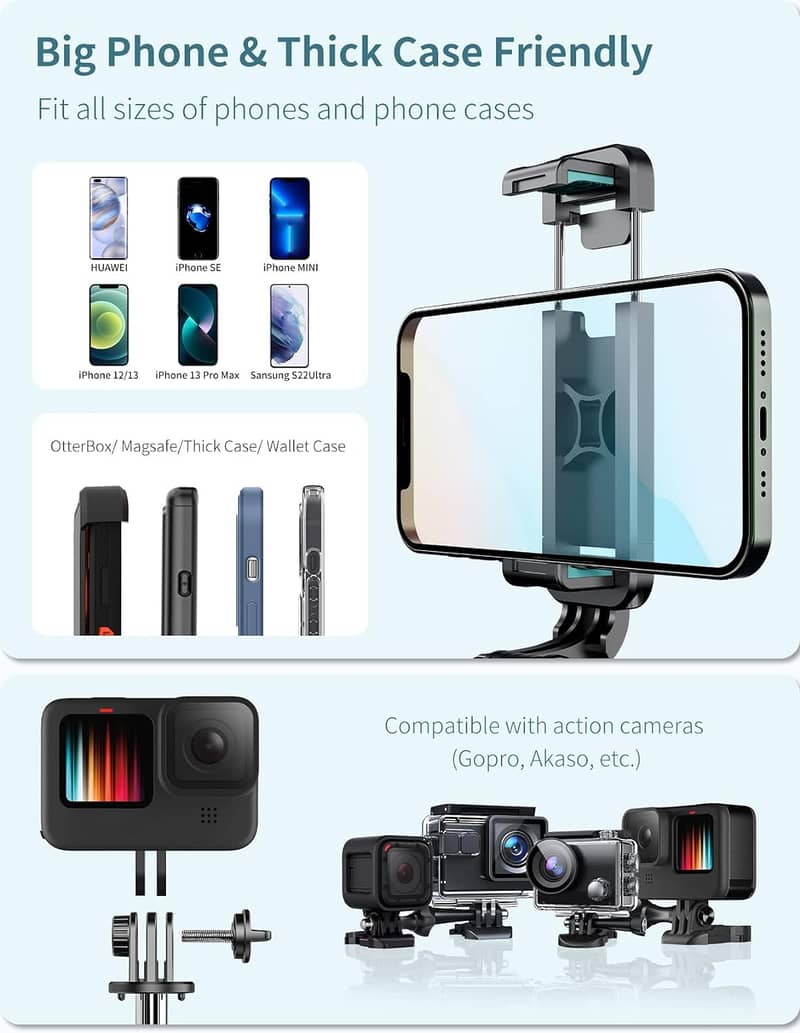 UBeesize 67 inch phone tripod and selfie stick, camera tripod support 2