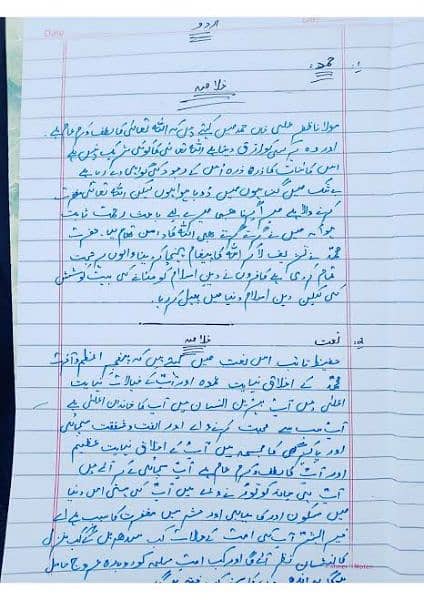 Handwritten and typed English and urdu assignments. 2