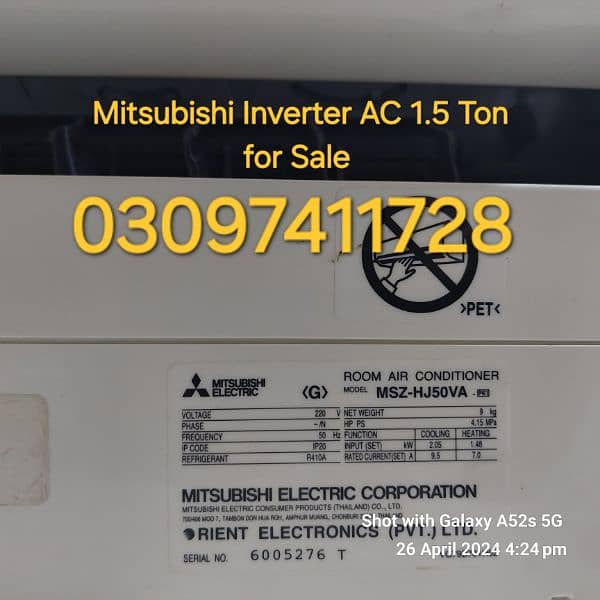 Mitsubishi Inverter AC 1.5 Ton Used for sale in Sadiqabad 1